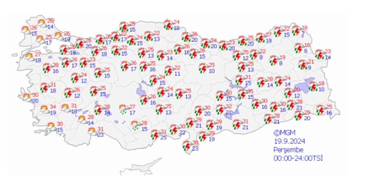 HAVA DURUMU (19 EYLÜL) Bugün hava nasıl olacak? İstanbul, İzmir, Ankara, Bursa, Kayseri, Diyarbakır hava durumu!