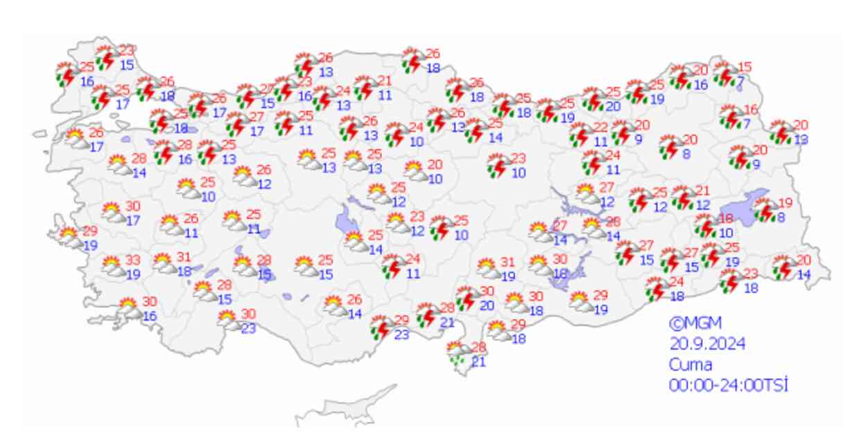 HAVA DURUMU (20 EYLÜL) Bugün hava nasıl olacak? İstanbul, İzmir, Ankara, Bursa, Kayseri, Diyarbakır hava durumu!
