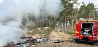 Bolu'da Orman Yakınındaki Çöplükte Yangın Çıktı