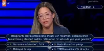 Hangi tarihi olayın gerçekleştiği miladı yılın rakamları, doğru biçimde tamamlanmış standart sudoku tablosunun bir satırında yan yana gelebilir?