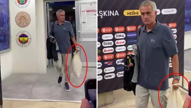 The large bag that Mourinho was carrying while leaving the stadium became a topic of curiosity.