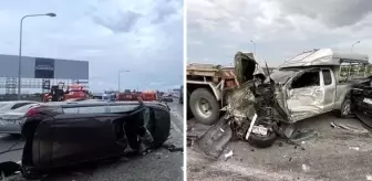 Freni boşalan tır, araçların arasına daldı