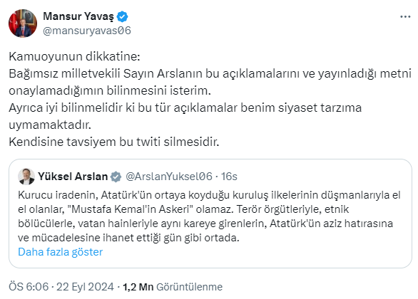 İmamoğlu'nu hedef alınca Mansur Yavaş'tan uyarı gelmişti! Yüksel Arslan istifasını duyurdu