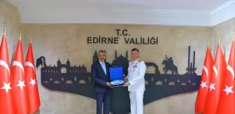 Edirne Valisi Yunus Sezer, Sahil Güvenlik Komutanı Tezel'i Kabul Etti