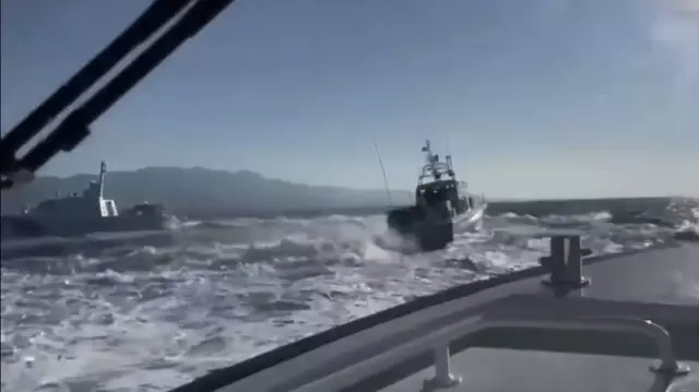 The Greek elements opened harassment fire and fled like this upon seeing the coast guard.