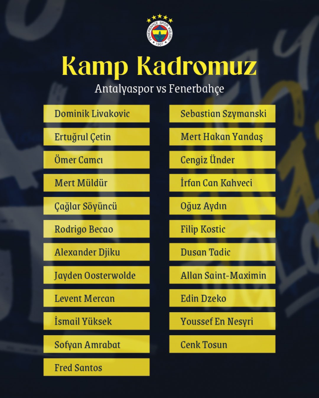 The Antalya squad has been announced! Missing players that worry Mourinho at Fenerbahçe