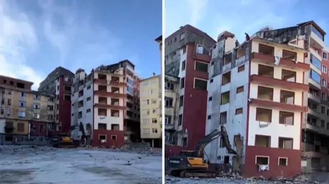 A regular day in Turkey! They stood on top of the building that was being demolished.