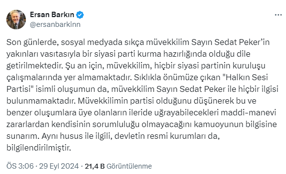 Is Sedat Peker establishing the People's Voice Party? The expression used by his lawyer drew attention