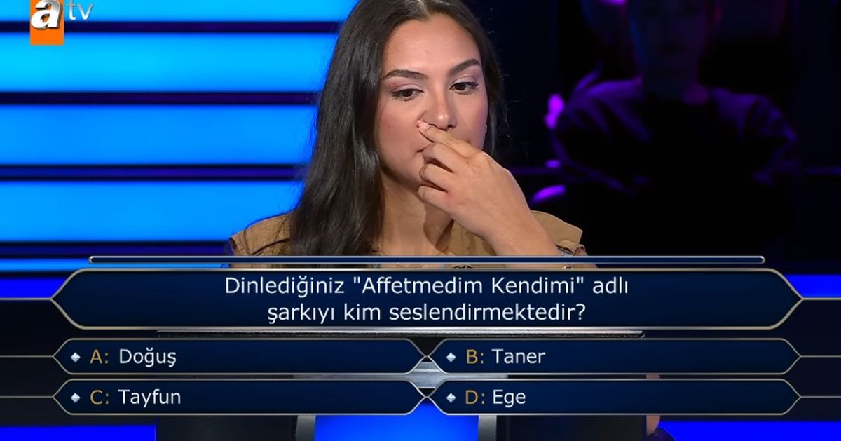 Dinlediğiniz 'Affetmedim Kendimi' adlı şarkıyı kim seslendirmektedir? Kim Milyoner Olmak İster yeni bölüm soru ve cevapları!