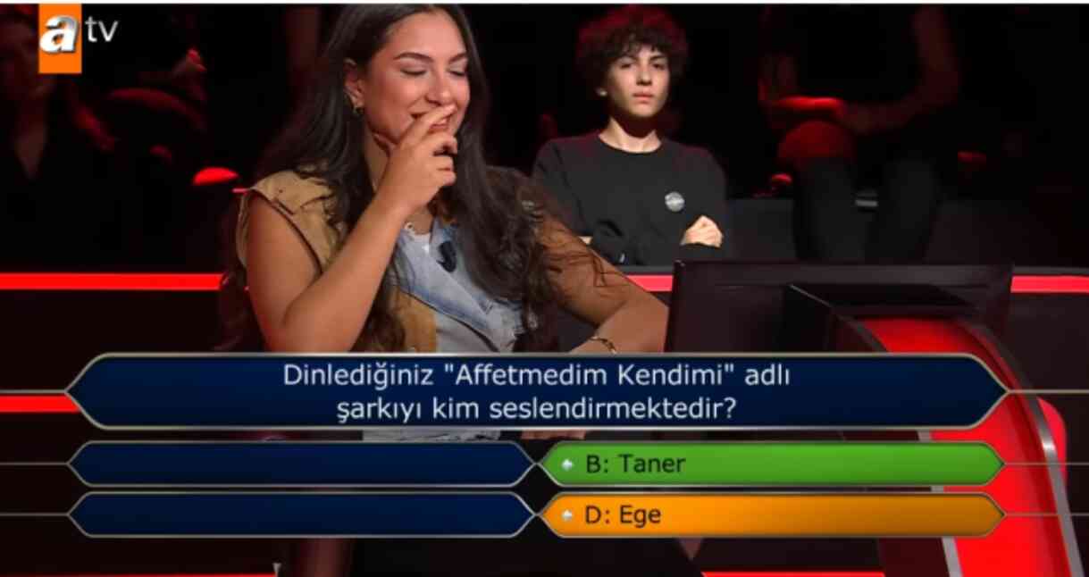 Dinlediğiniz 'Affetmedim Kendimi' adlı şarkıyı kim seslendirmektedir? Kim Milyoner Olmak İster yeni bölüm soru ve cevapları!