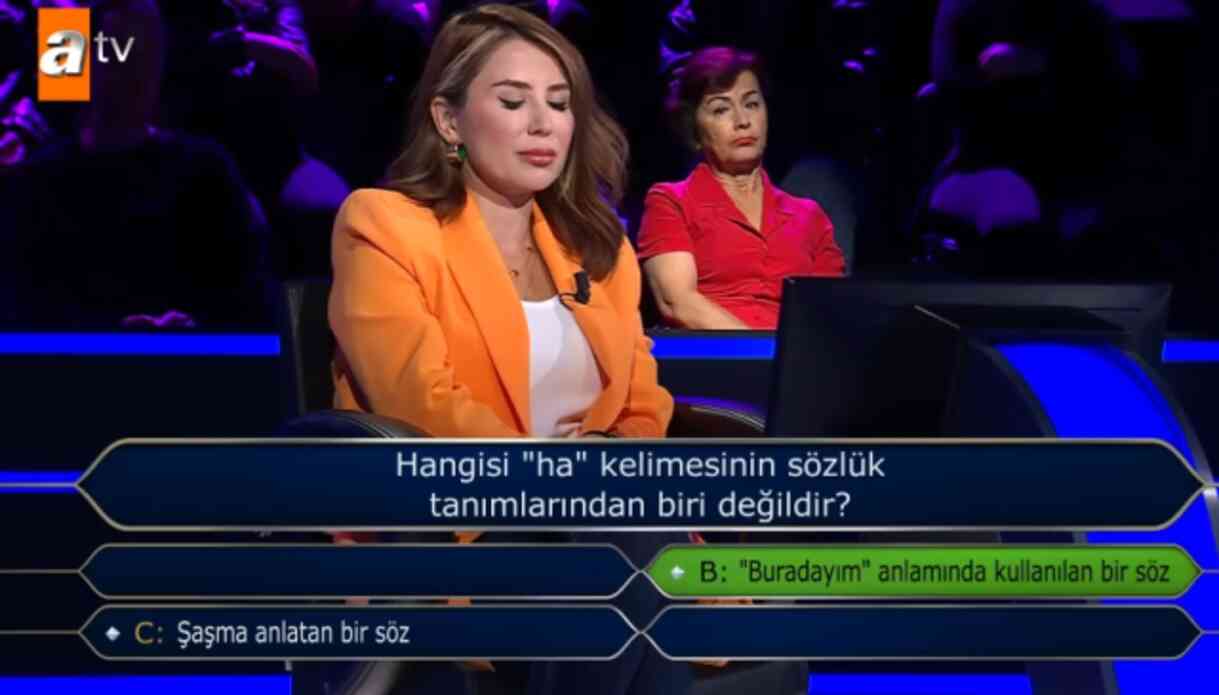 Hangisi 'ha' kelimesinin sözlük tanımlarından biri değildir? Kim Milyoner Olmak İster yeni bölüm soru ve cevapları!