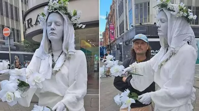 The English tourist harassed the statue that looked like a real woman.