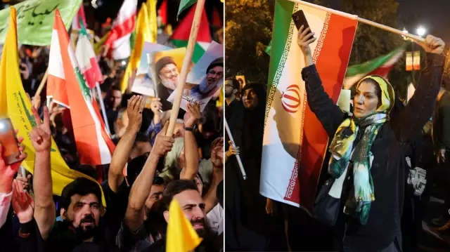 As missiles rained down on Israel, thousands of Iranians took to the streets to celebrate with chants of 