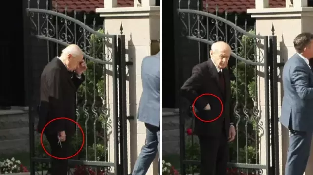 Bahçeli put his prayer beads in his pocket when he noticed the cameras while waiting for Erdoğan.