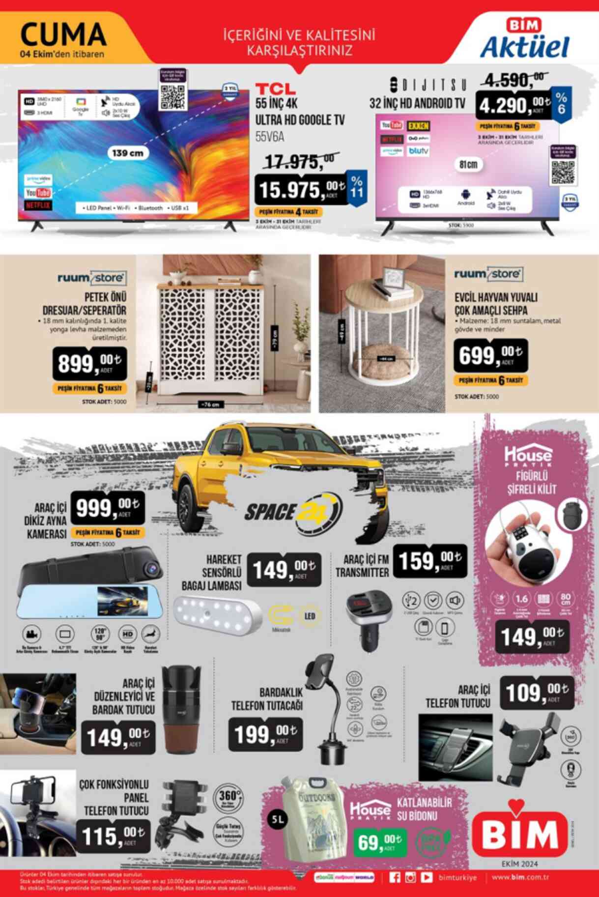 BİM AKTÜEL KATALOĞU 4 EKİM Bim'de hangi aktüel ürünler var? 4 Ekim Cuma günü Bim'e hangi ürünler gelecek?