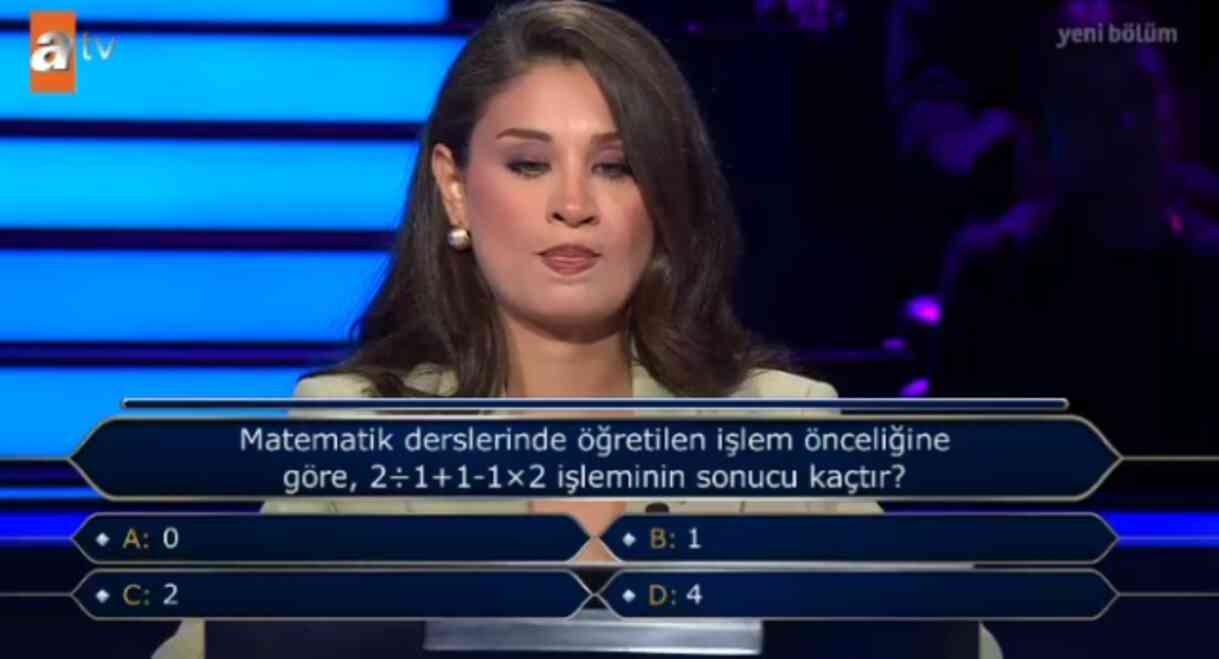 Matematik derslerinde öğretilen işlem önceliğine göre, 2+1+1-1×2 işleminin sonucu kaçtır?