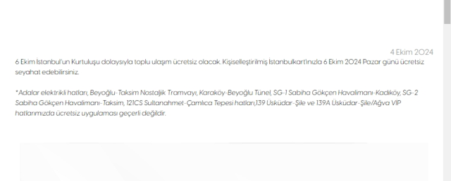 İETT otobüs, metrobüs neden ücretsiz, hangi hatlar ücretsiz? 6 Ekim Pazar İstanbul Kurtuluşu akbil basma ücretsiz mi?