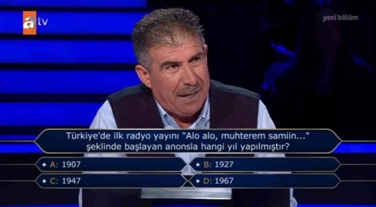Türkiye'de ilk radyo yayın hangi yıl yapılmıştır? 6 Ekim Kim Milyoner Olmak İster soruları!