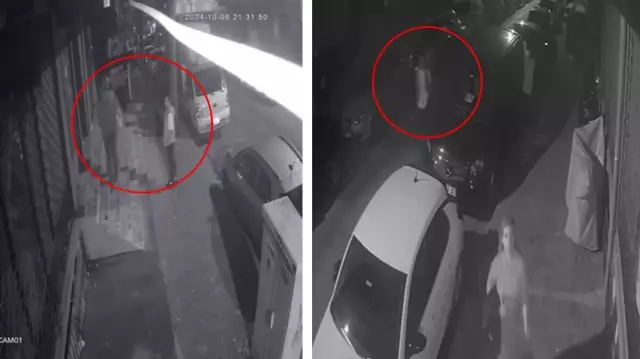 The woman walking down the street was harassed as she entered her home!