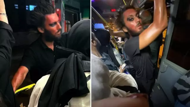 A makeup-wearing harasser who disturbed female students on the minibus has been detained.