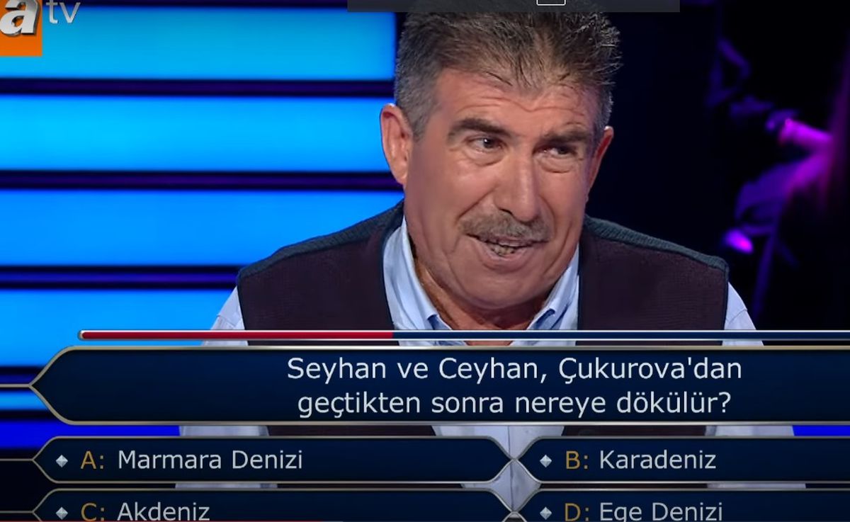 Seyhan ve Ceyhan, Çukurova'dan geçtikten sonra nereye dökülür? (Kim Milyoner Olmak İster?)