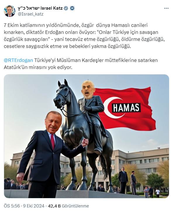 Strong reaction to Israeli Minister Katz targeting President Erdoğan from Turkey