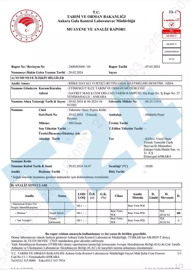 Köfteci Yusuf, selling products containing pork to the public under the name 'Halal Certificate'