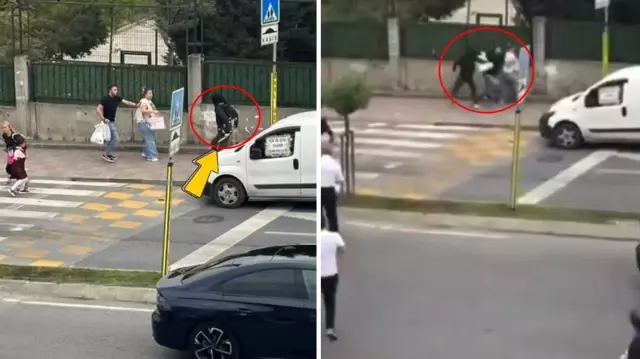 Moments of horror in the middle of the street! A masked attacker stabbed anyone in their path.