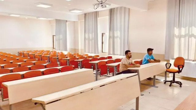 There are 17 teachers for 2 students in the empty education faculty