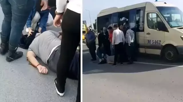 When the minibus door suddenly opened, the passenger fell to the ground, and the driver didn't even look back.