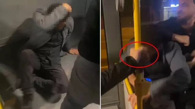 The suspect who harassed the woman waiting at the bus stop was beaten by the passengers on the bus.