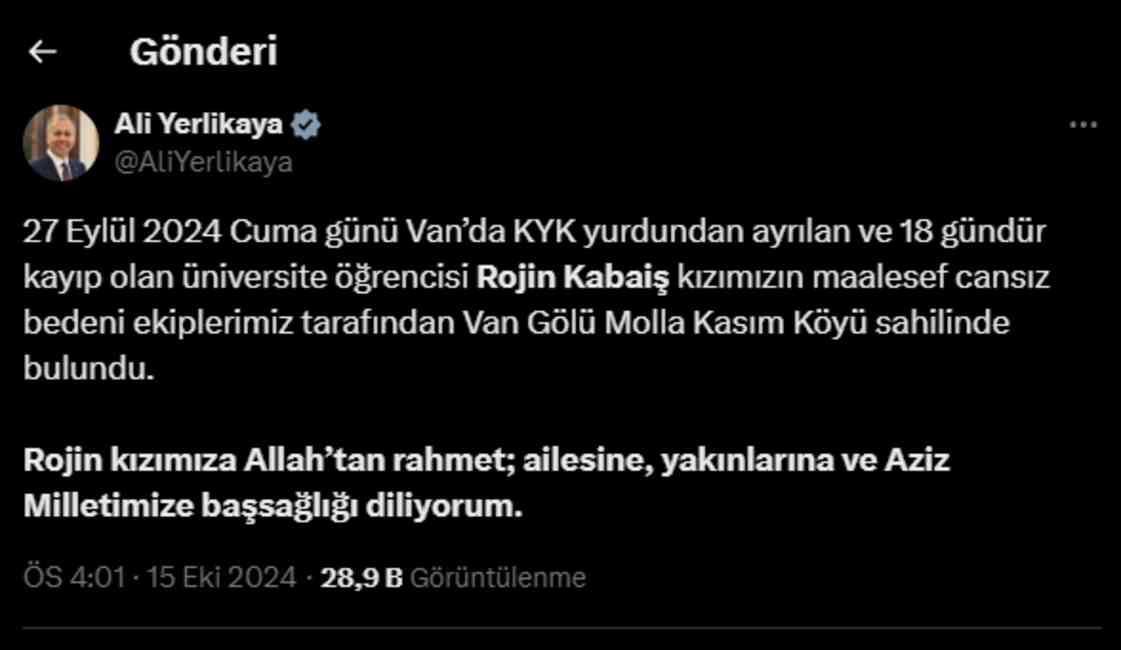 SON DAKİKA: Rojin Kabaiş öldü mü? Rojin Kabaiş ne zaman öldürüldü?