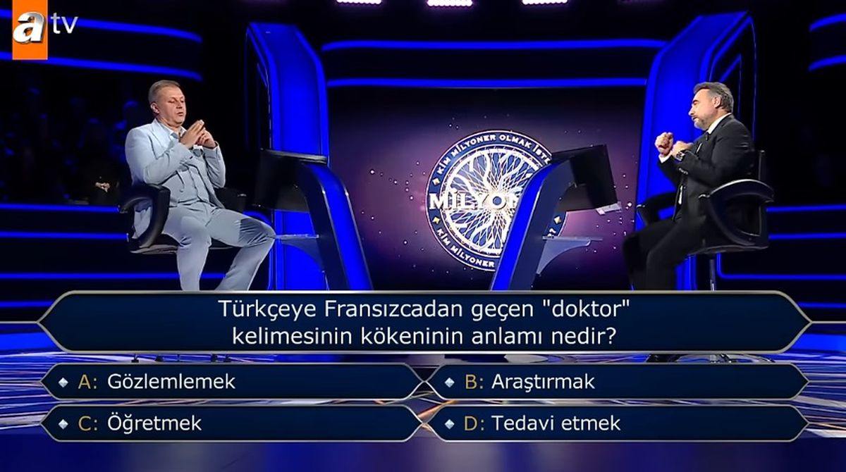 Türkçeye Fransızcadan geçen 'doktor' kelimesinin kökeninin anlamı nedir? Kim Milyoner Olmak İster yeni bölüm soru ve cevapları!