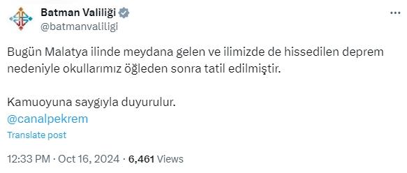 BATMAN'DA OKULLAR TATİL Mİ? Batman'da 16-17 Ekim okul var mı, okullar ne zaman açılacak?