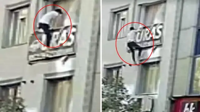 The person who wanted to jump during the earthquake changed their mind at the last moment.