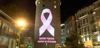 Galata Kulesi, Meme Kanseri Farkındalık Ayı İçin Pembe Kurdeleyle Aydınlatıldı