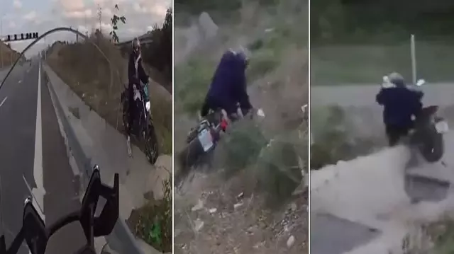 Uyarılara aldırış etmeyen motosiklet sürücüsünün tehlikeli kaçışı - 