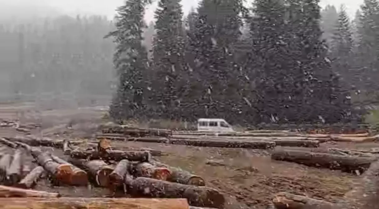 Bartın'ın Yüksek Kesimlerine Mevsimin İlk Karı Düştü