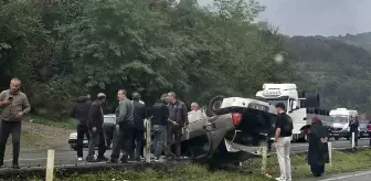 Zonguldak-Ankara Yolunda Kazaya Neden Olan Araç Takla Attı