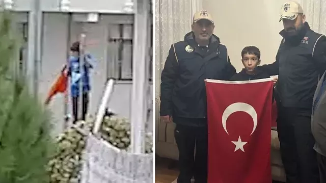 The love for the flag shown by the child from Kayseri moved everyone.