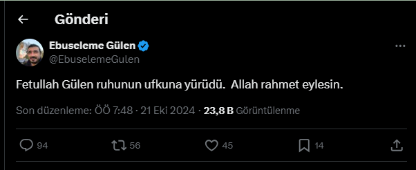 Fetullah Gülen nereye defnedilecek?