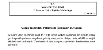 Gebze'de Doğal Gaz Patlaması: 8 Yaralı