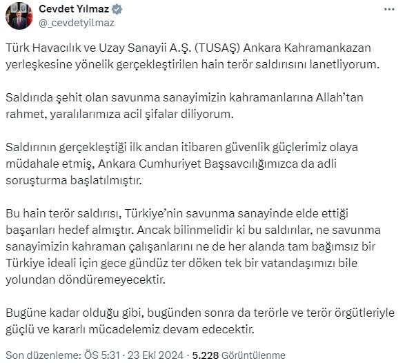 Ankara'da TUSAŞ'a terör saldırısı! Şehit ve yaralılarımız var