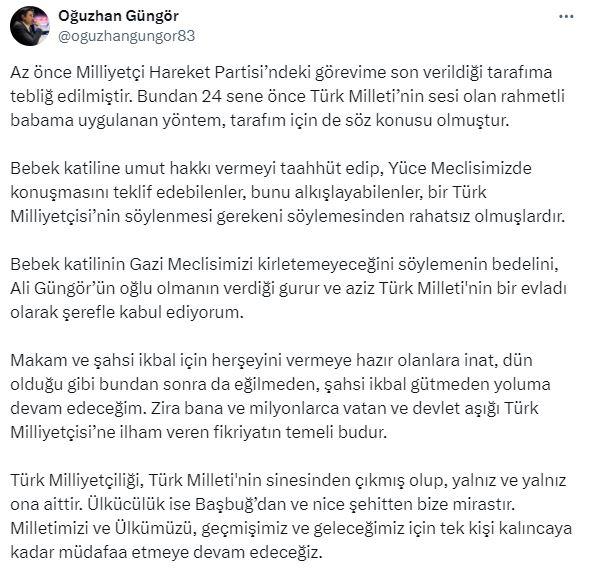 A member of MHP who criticized Bahçeli's 'Öcalan' call was removed from his position