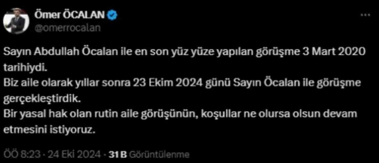 Ömer Öcalan ile terör örgütü PKK lideri Abdullah Öcalan ne görüştü? Ömer Öcalan ile terör örgütü PKK lideri Abdullah Öcalan ne görüştü?