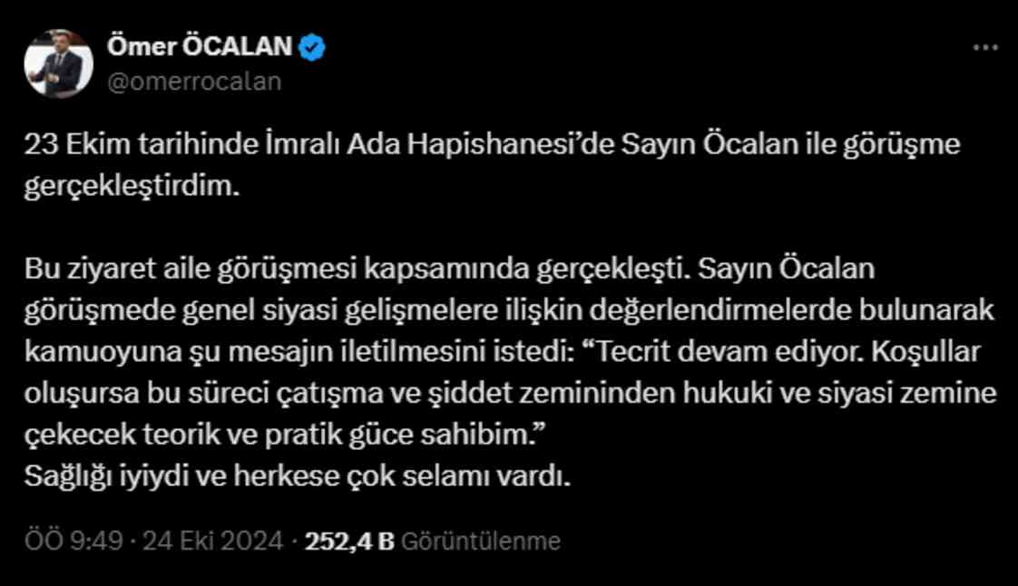 Teröristbaşı Öcalan ne dedi? Teröristbaşı Öcalan ne dedi?
