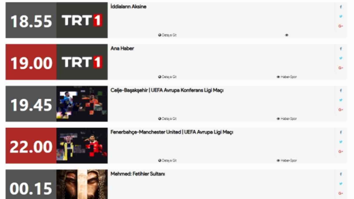 TRT 1 yayın akışı (24 Ekim Perşembe) TRT 1'de bu akşam hangi maçlar var? TRT 1 yayın akışı (24 Ekim Perşembe) TRT 1'de bu akşam hangi maçlar var?