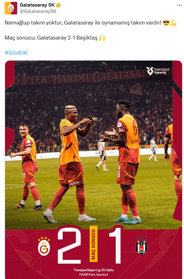 Provocation from Galatasaray to Beşiktaş as soon as the derby ended