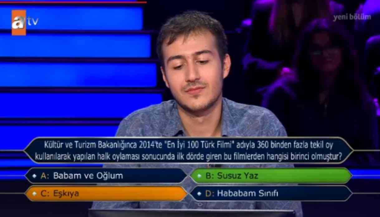 3 Kasım Pazar Kim Milyoner Olmak İster 1 milyon TL'lik soru cevabı ne?