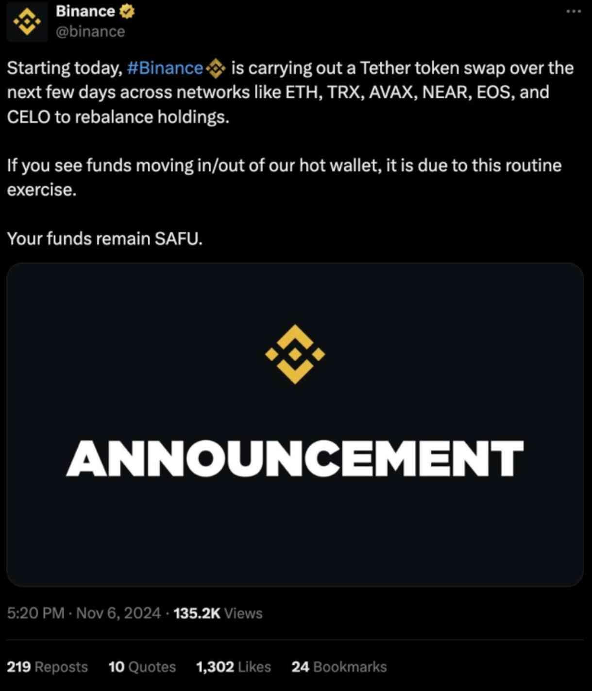 Binance'ten ETH, TRX ve AVAX sahiplerine uyarı: Bazı işlemlerde farklılık görülebilir Binance'ten ETH, TRX ve AVAX sahiplerine uyarı: Bazı işlemlerde farklılık görülebilir